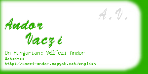 andor vaczi business card